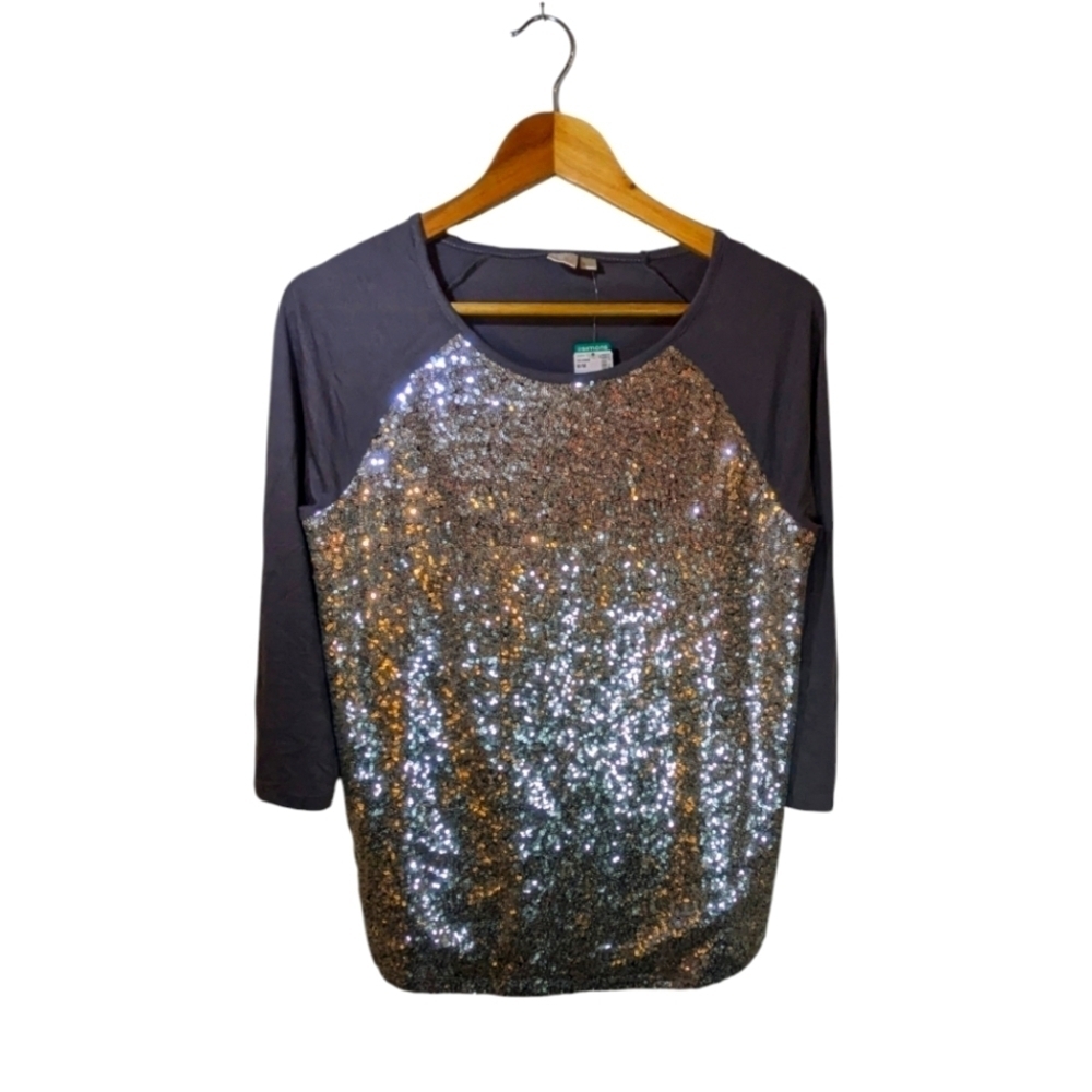 TWIK Grey and silver sequin embellished shirt Size Medium - Picture 2 of 5